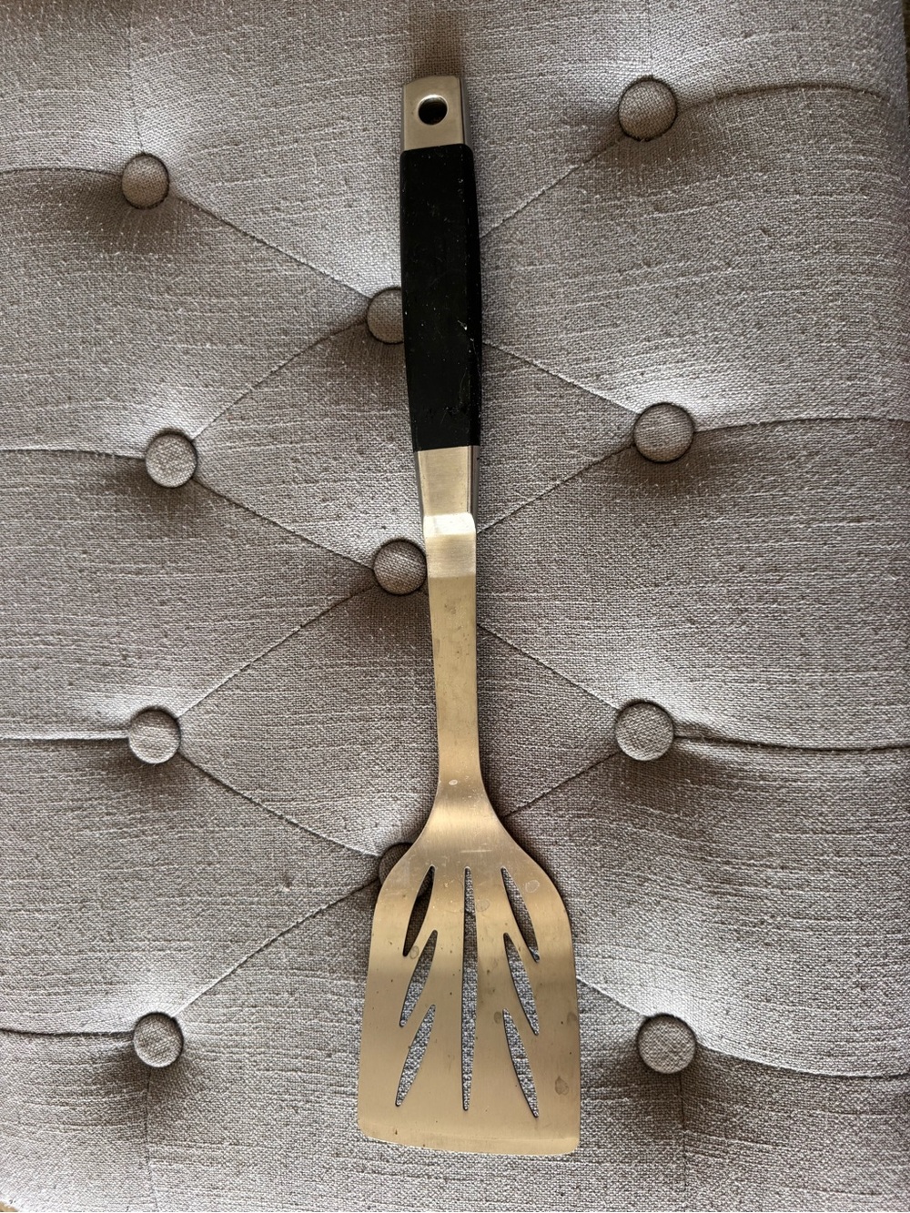 Stainless Steel Slotted Spatula with Black Handle - Home Dining